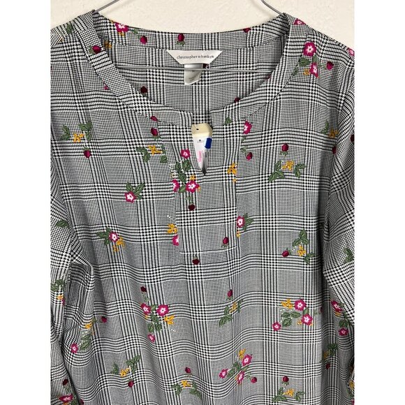 Christopher & Banks Houndstooth Floral Popover Blouse NEW Medium - Picture 6 of 6